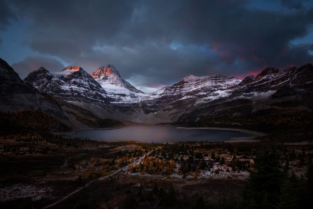 Twilight Mountain Lake Glow by Dennis Zhang — canvas wall art