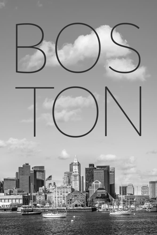 Boston Skyline Typography by Melanie Viola — canvas wall art