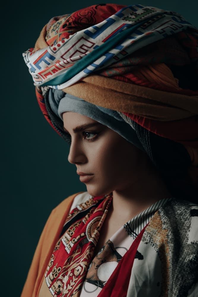 Colorful Turban Portrait by Amin Hamidnezhad — canvas wall art