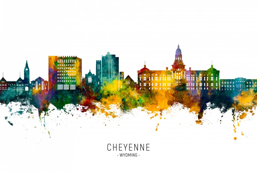 Vibrant Cheyenne Skyline by Michael Tompsett — canvas wall art