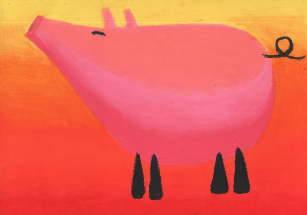 Vibrant Pink Pig by Kulik — canvas wall art