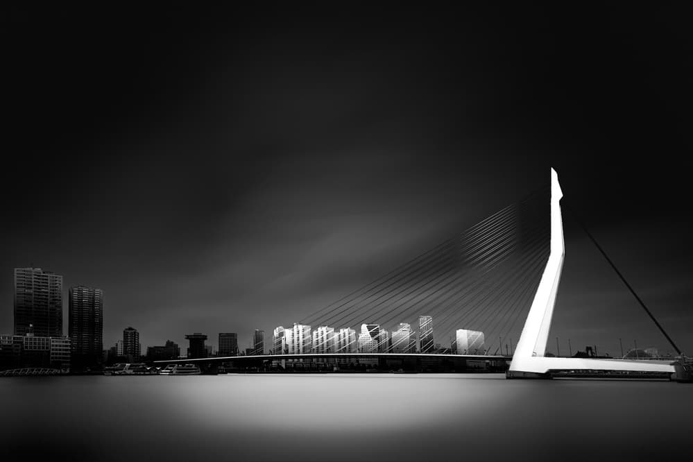 Modern City Night Bridge by Denis — canvas wall art