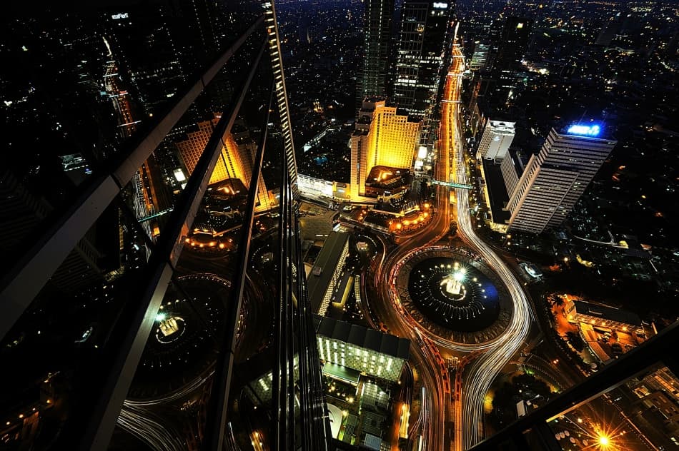 Metropolitan Night Trails by hardibudi — canvas wall art