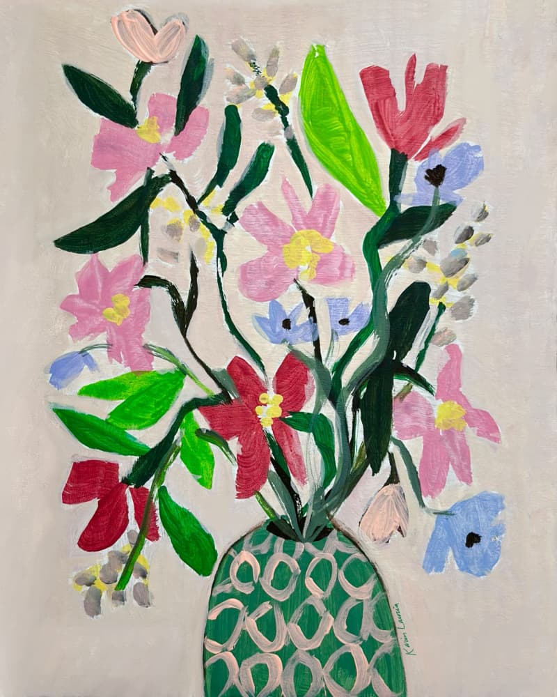 Colorful Vase Flowers by Karin Lauria — canvas wall art