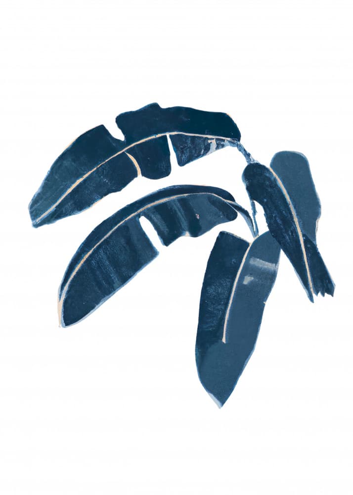 Blue Tropical Leaves by Merel Takken — canvas wall art