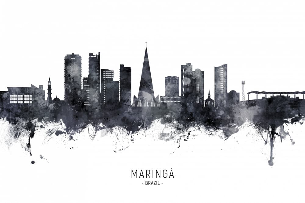 Maringá Brazil Skyline by Michael Tompsett — canvas wall art