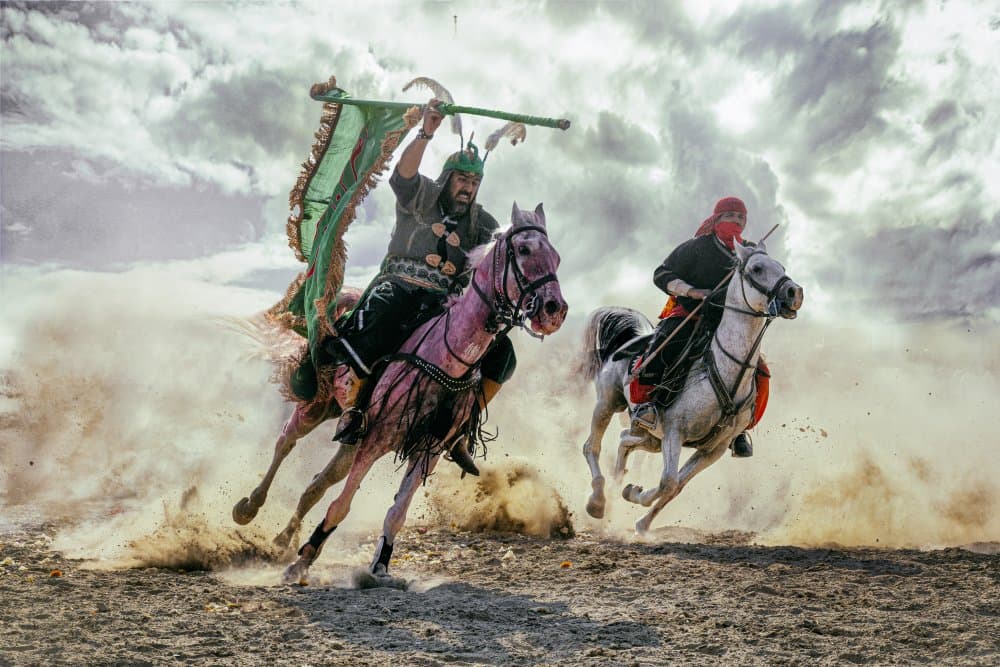 Galloping Desert Riders by Mohadese Gholami — canvas wall art