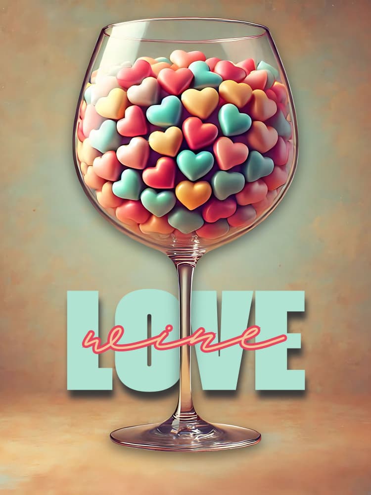 Love Wine Hearts by Tonya van Schalkwyk — canvas wall art