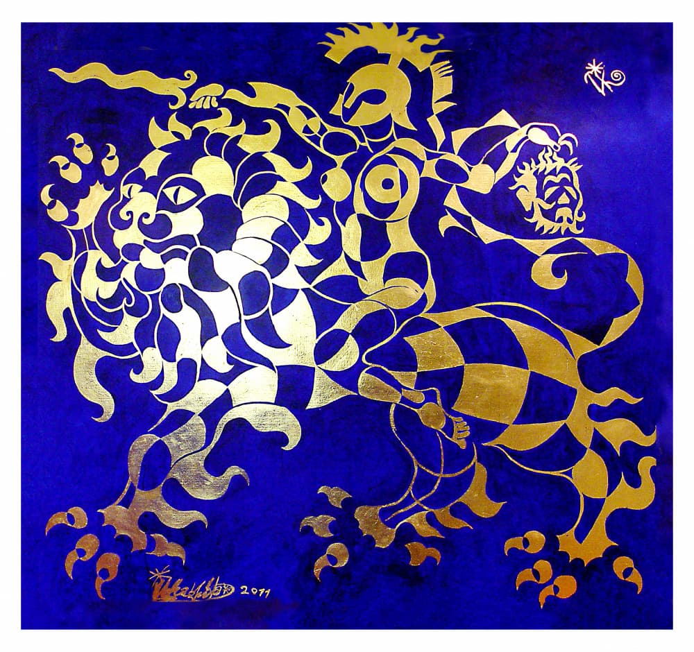 Golden Lion Warrior by Kanat Ibragimov — canvas wall art