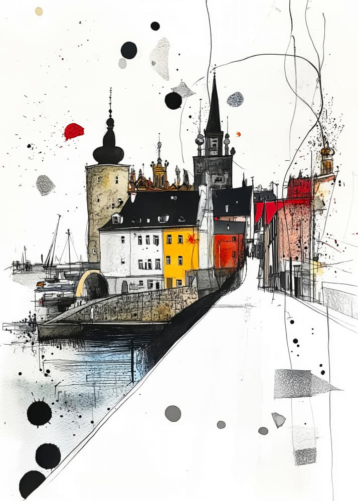 Colorful Old Town by Justyna Jaszke — canvas wall art