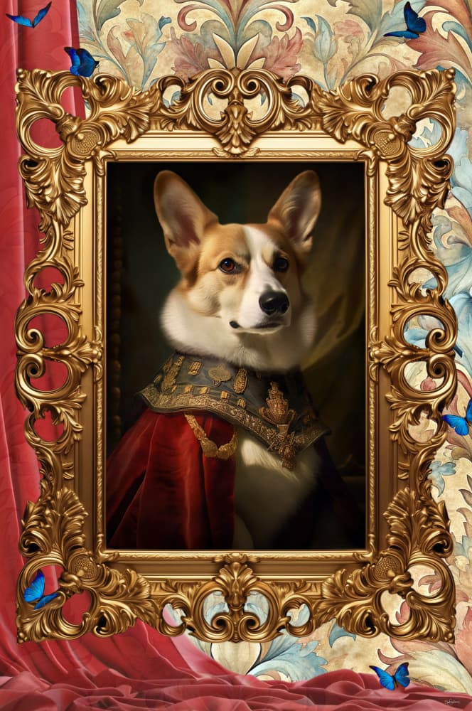 Royal Corgi Portrait by Sue Skellern — canvas wall art