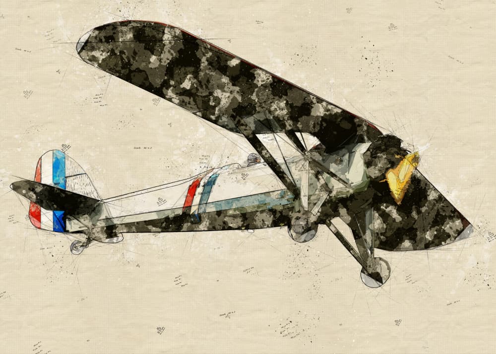 Vintage Aviation Sketch by Lembayung senja studio [Vintage Poster] — canvas wall art