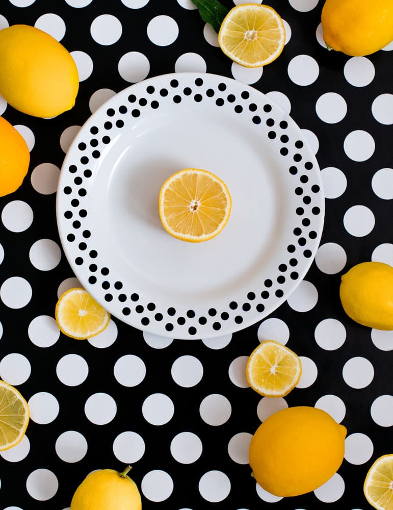 Fresh Lemons Polka Dots by Elena Karagyozova — canvas wall art
