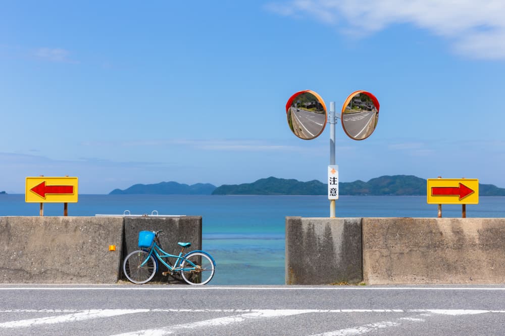 Blue Bicycle Ocean View by Sunao Isotani — canvas wall art