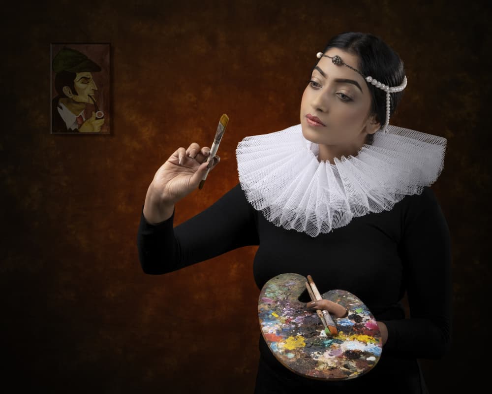 Elegant Artist Portrait by JOYRAJ SAMANTA — canvas wall art