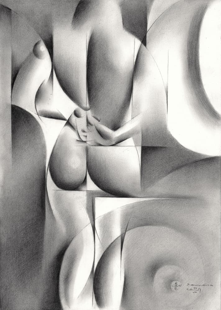 Elegant Geometric Nude by Corné Akkers — canvas wall art