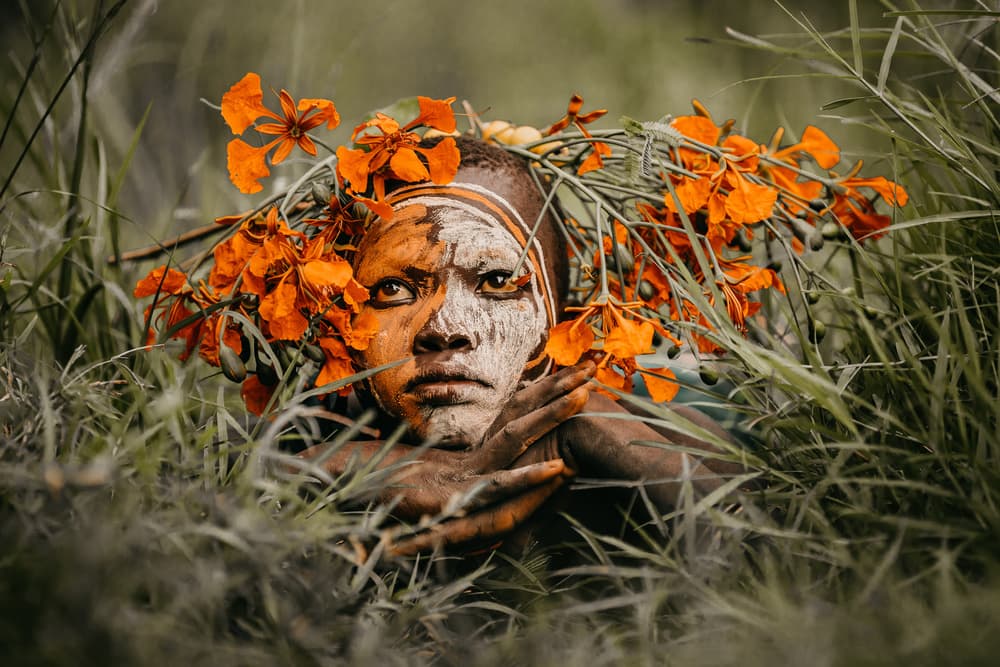 Vibrant Tribal Child Portrait by Vedran Vidak — canvas wall art