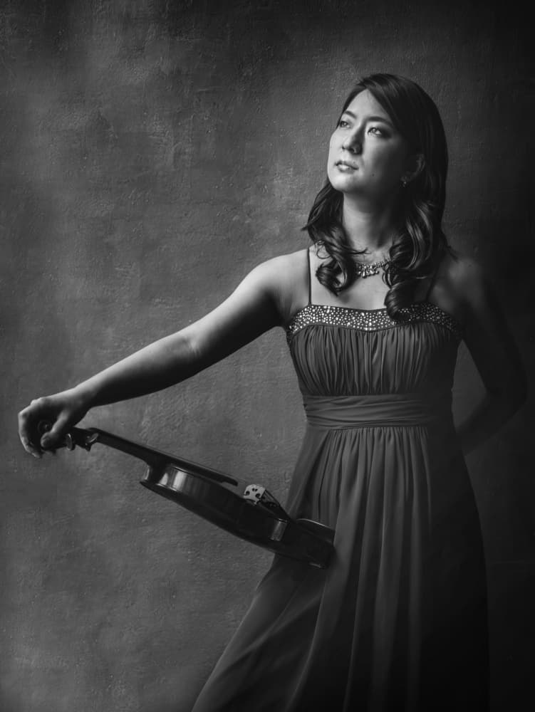 Elegant Violinist Portrait by Eiji Yamamoto — canvas wall art