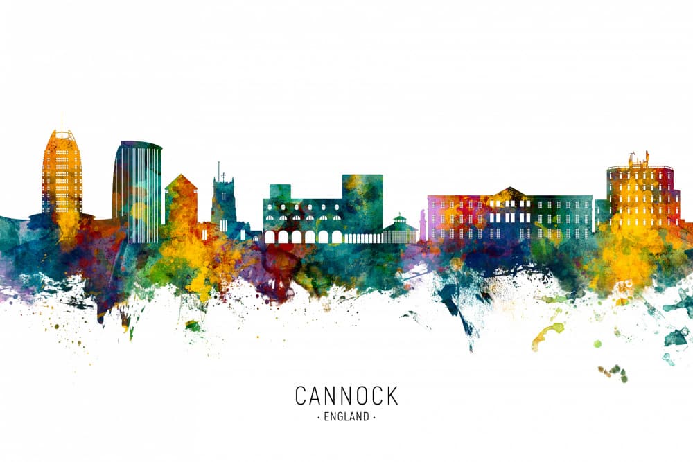 Vibrant Cannock Skyline by Michael Tompsett — canvas wall art
