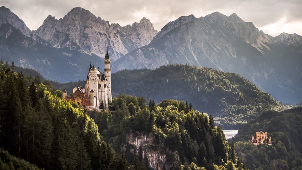 Majestic Neuschwanstein Alps by Andreas Wonisch — canvas wall art