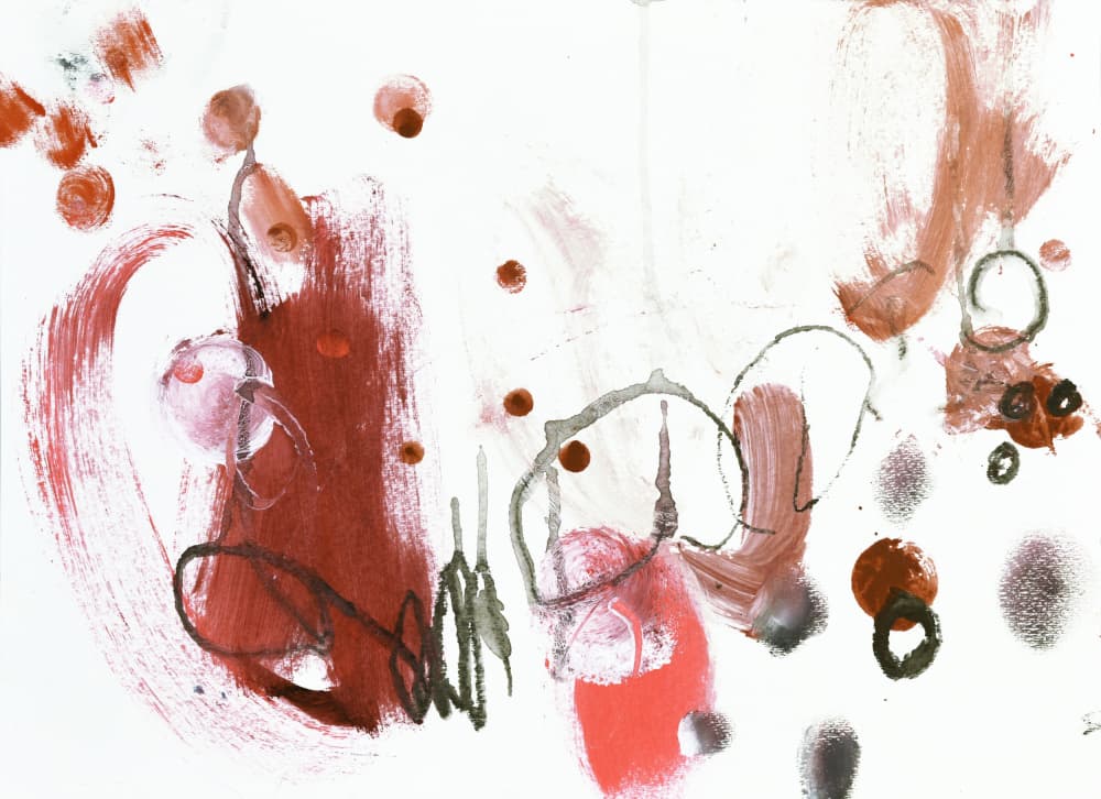 Dynamic Red Shapes by Deb Chaney — canvas wall art