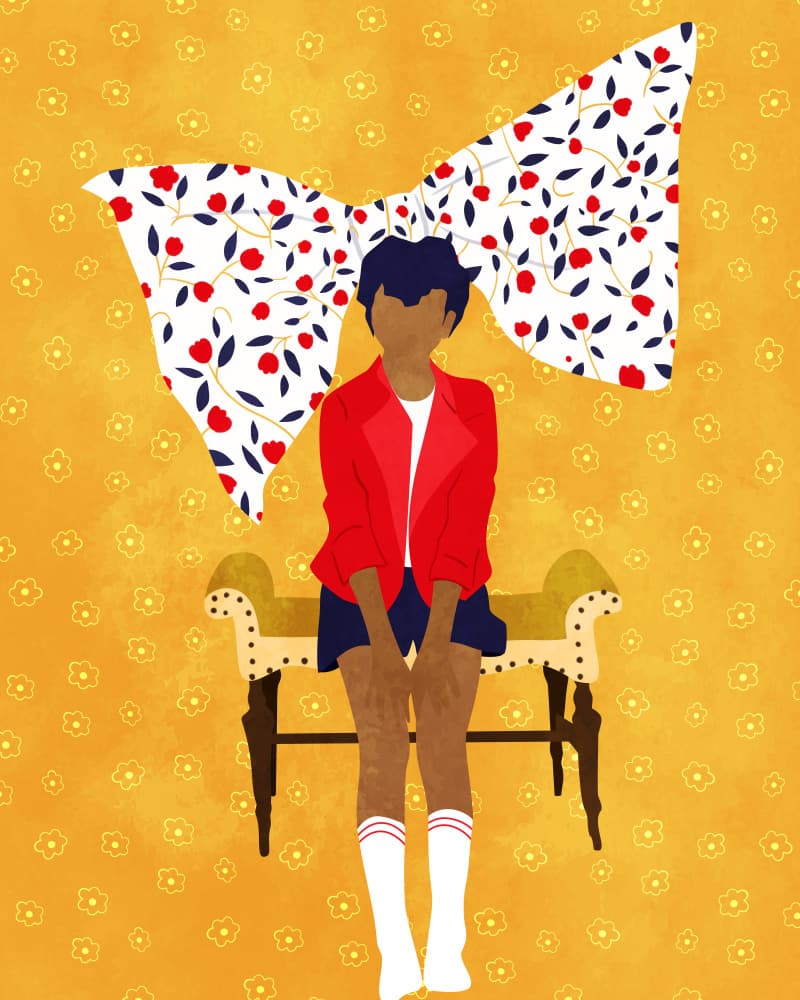 Red Jacket Floral Bow by Kintsugi99 — canvas wall art