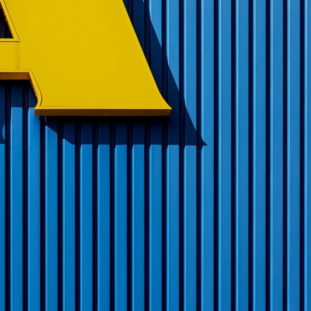 Yellow Blue Architectural Lines by Franco Tessarolo — canvas wall art