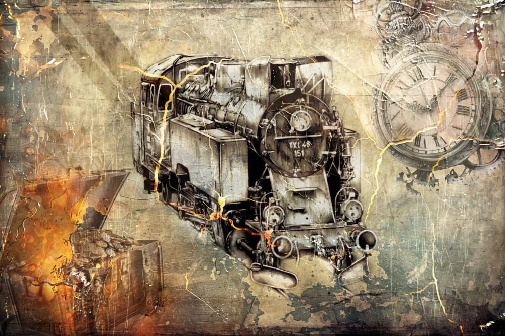 Steam Engine Clock by Rafal Kulik — canvas wall art