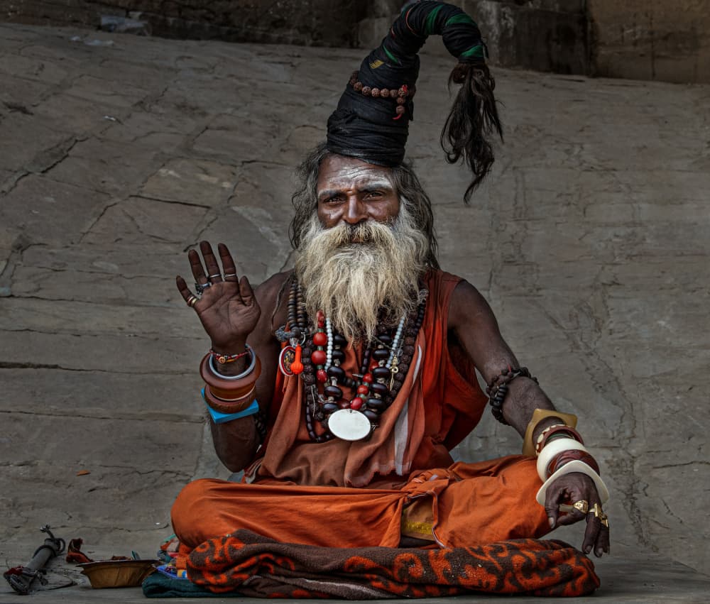 Wise Sadhu Blessing by Joxe Inazio Kuesta Garmendia — canvas wall art