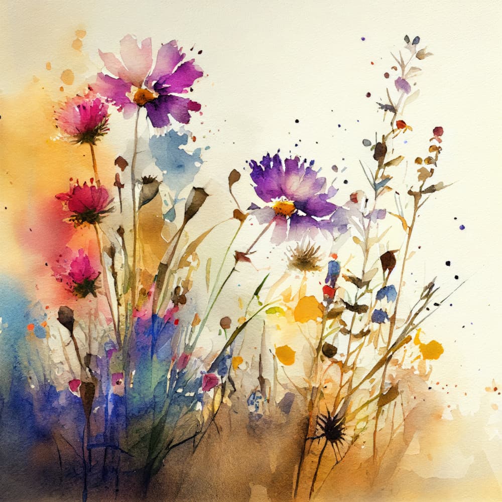 Vibrant Watercolor Flowers by Justyna Jaszke — canvas wall art