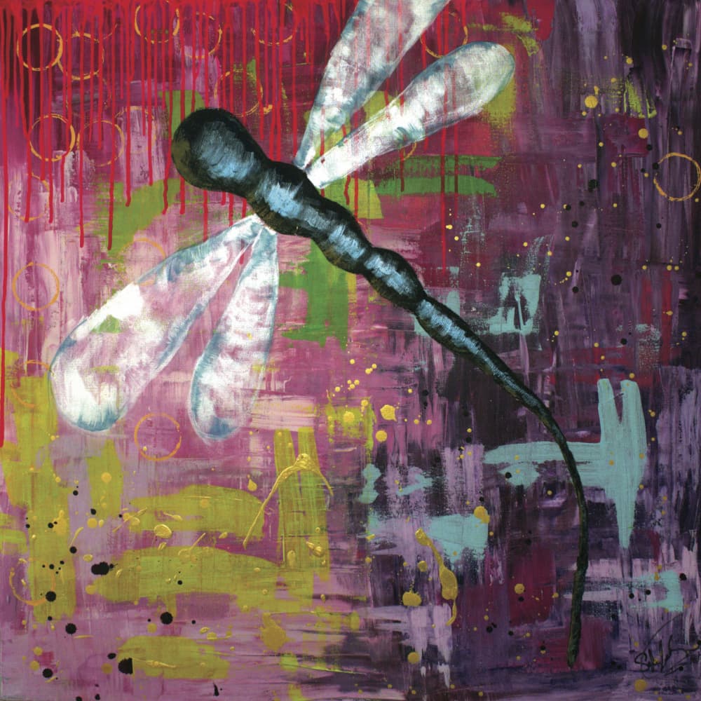 Vibrant Abstract Dragonfly by Sofia Toborg — canvas wall art