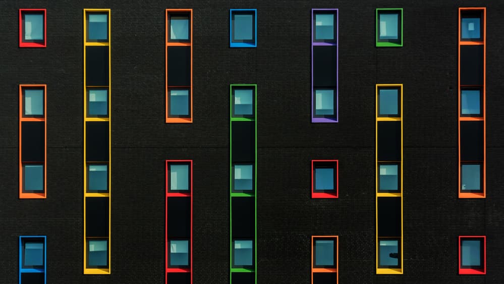 Vibrant Building Windows by Lus Joosten — canvas wall art