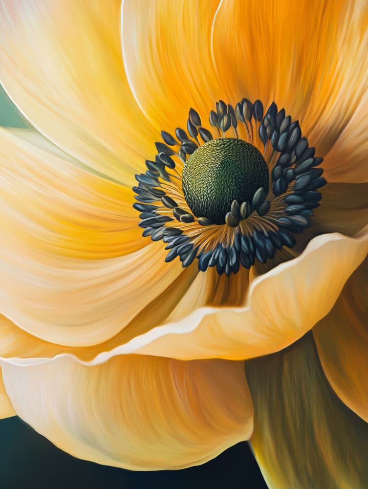 Golden Anemone Bloom by Bilge Paksoylu — canvas wall art