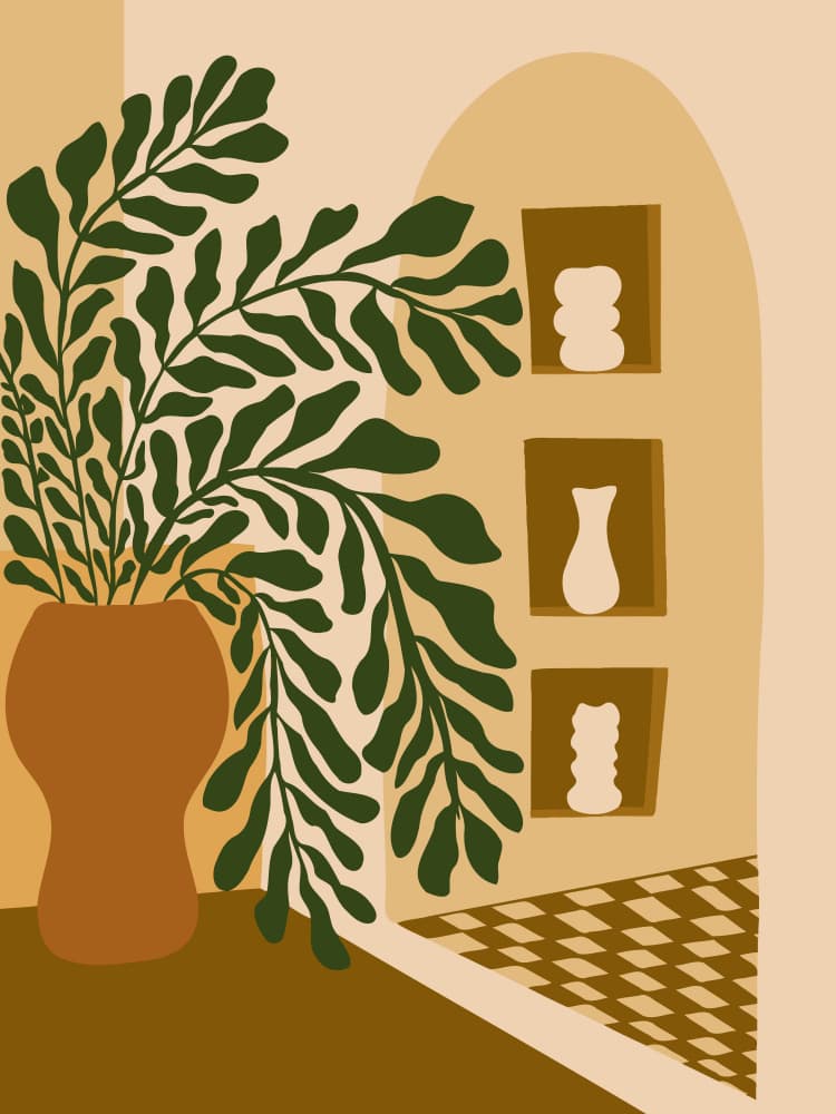 Boho Indoor Plant by Miho Art Studio — canvas wall art