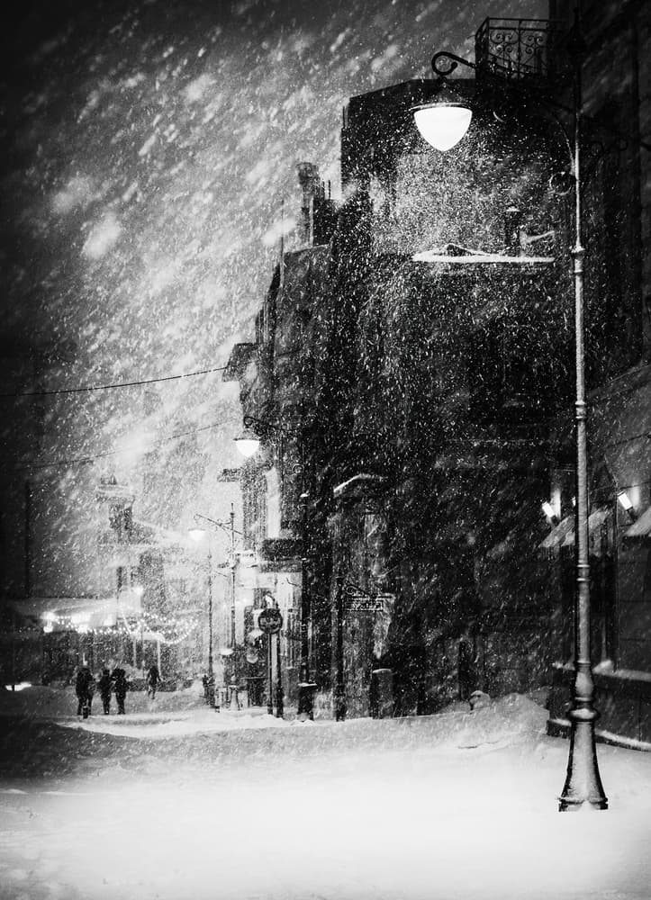 Winter Street Glow by Elena Raceala — canvas wall art