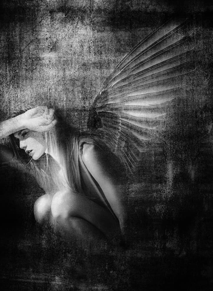 Melancholy Winged Woman by Jeffrey Hummel — canvas wall art
