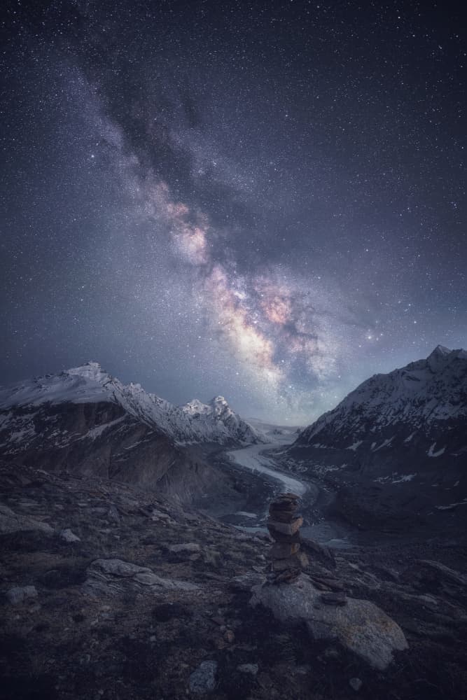 Milky Way Mountain Glacier by swapnil deshpande — canvas wall art
