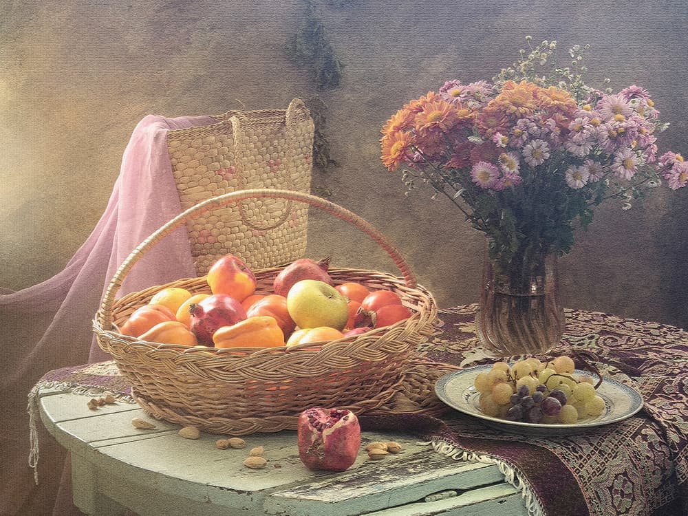 Bountiful Harvest Table by UstinaGreen — canvas wall art