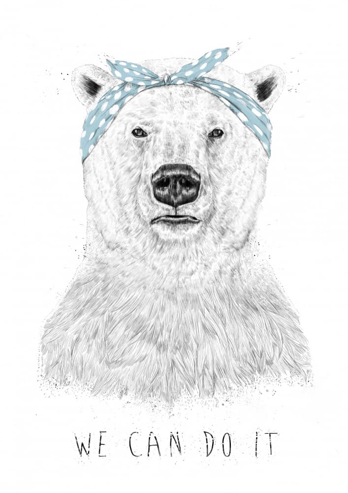 We Can Do It Bear by Balazs Solti — canvas wall art