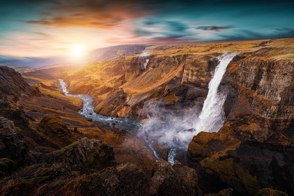Golden Canyon Waterfall by Zhang Dong — canvas wall art