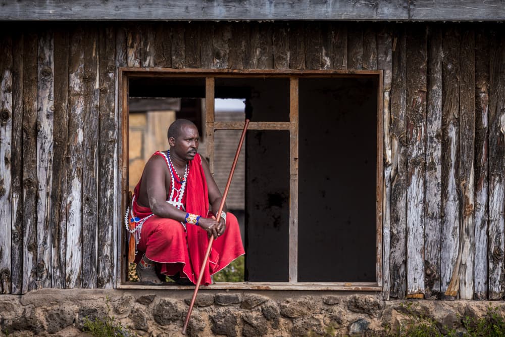 Maasai Man In Window by Ali Khataw — canvas wall art