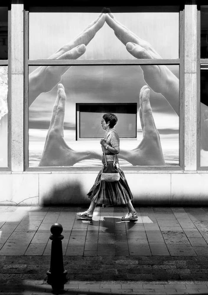 Woman Walking Hand Reflection by Andreas Timar — canvas wall art