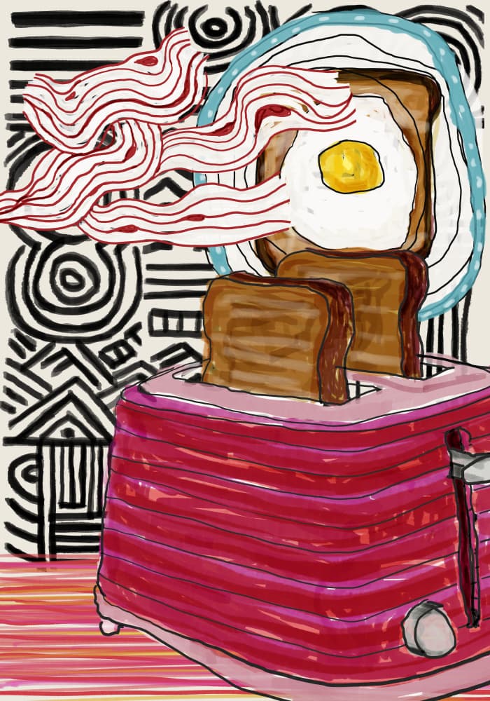 Pink Toaster Breakfast by XHOZUCAN — canvas wall art