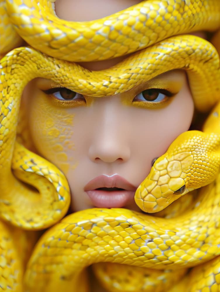 Golden Snake Portrait by Bilge Paksoylu — canvas wall art