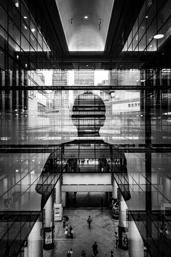 Urban Silhouette Reflection by Yohei Kawashima — canvas wall art