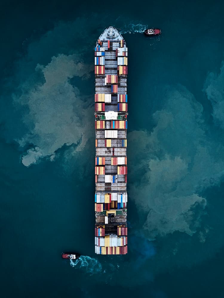 Aerial Container Ship by Davide Lopresti — canvas wall art