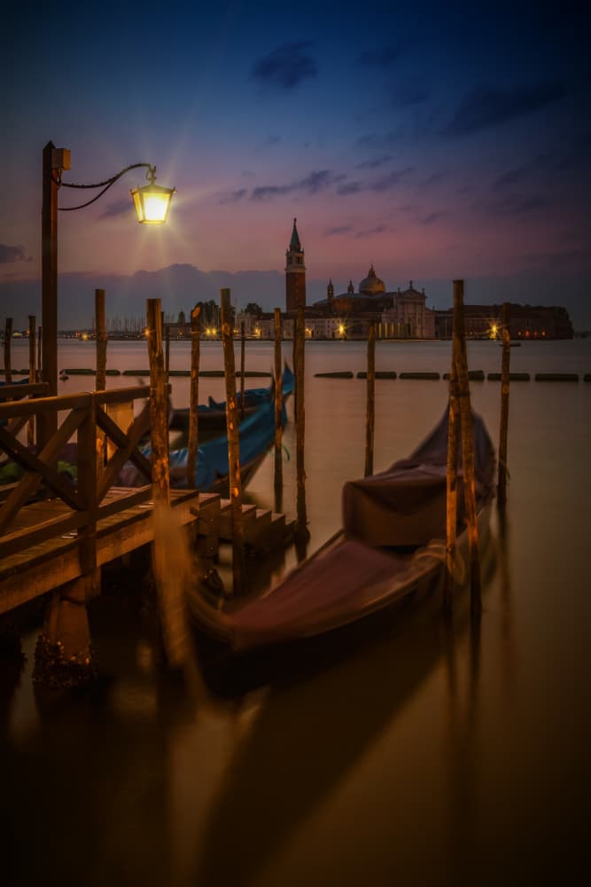 Venetian Gondola Twilight by Melanie Viola — canvas wall art