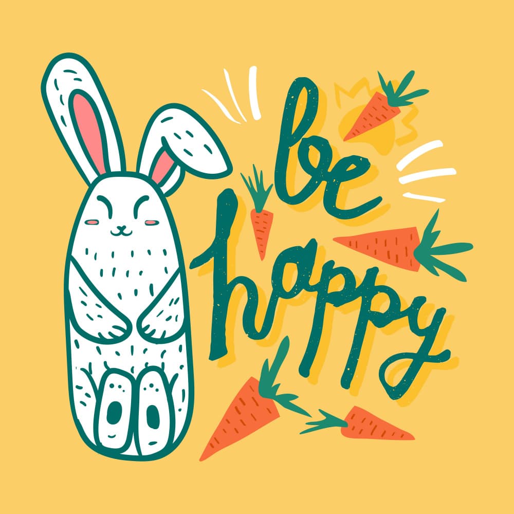 Happy Bunny with Carrots by Marika Barsrsind — canvas wall art