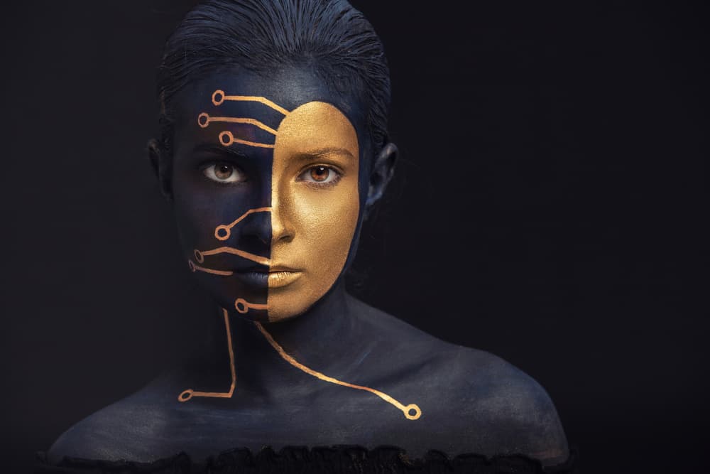 Gold Circuit Woman by Mihai Bogdan R — canvas wall art