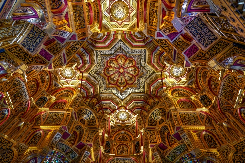 Golden Ornate Ceiling by Raymond Ren Rong Liu — canvas wall art